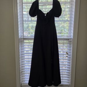 Elegant Black Puff Sleeve Dress